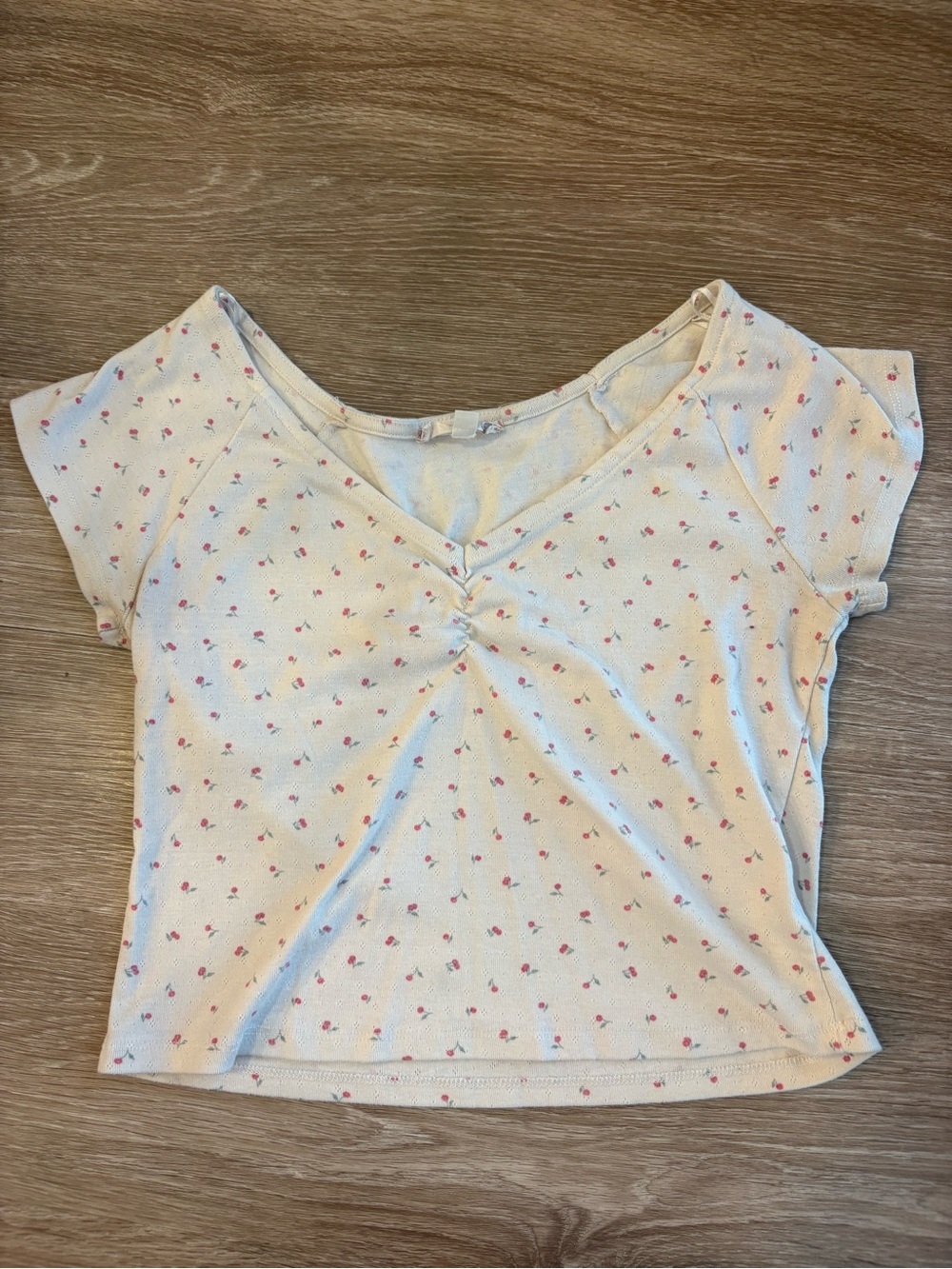 Pink Republic Cream Crop Top with Pink Floral Print